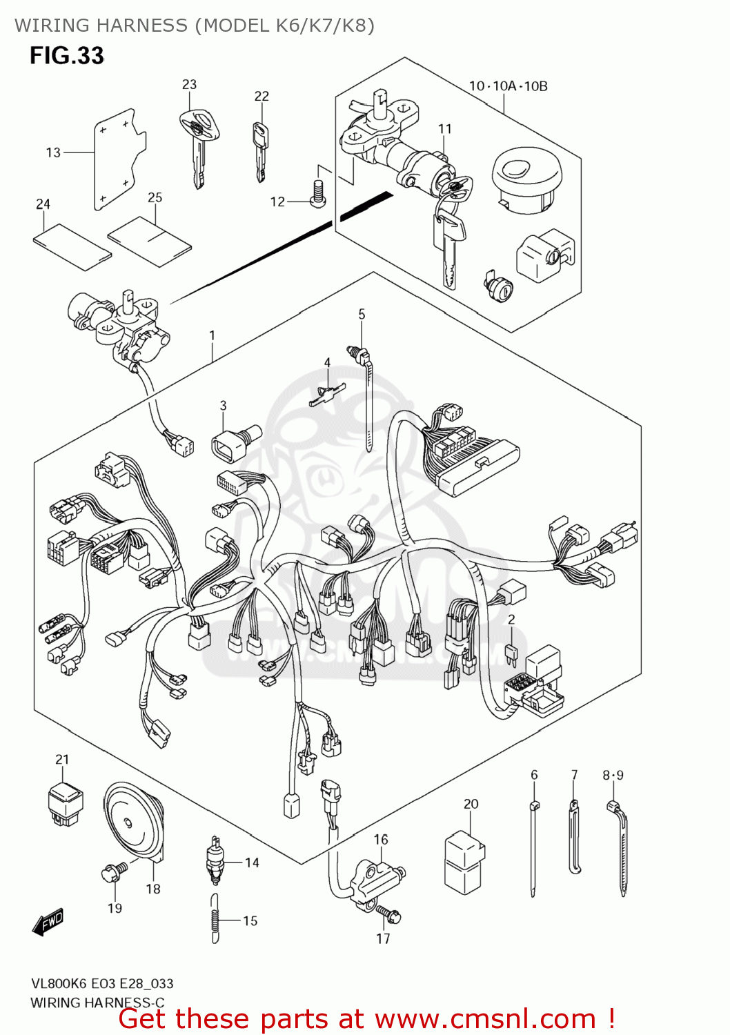 WIRING HARNESS (MODEL K6/K7/K8) VL800 BOULEVARD C50 2009 (K9) USA CALIFORNIA (E03 E33)