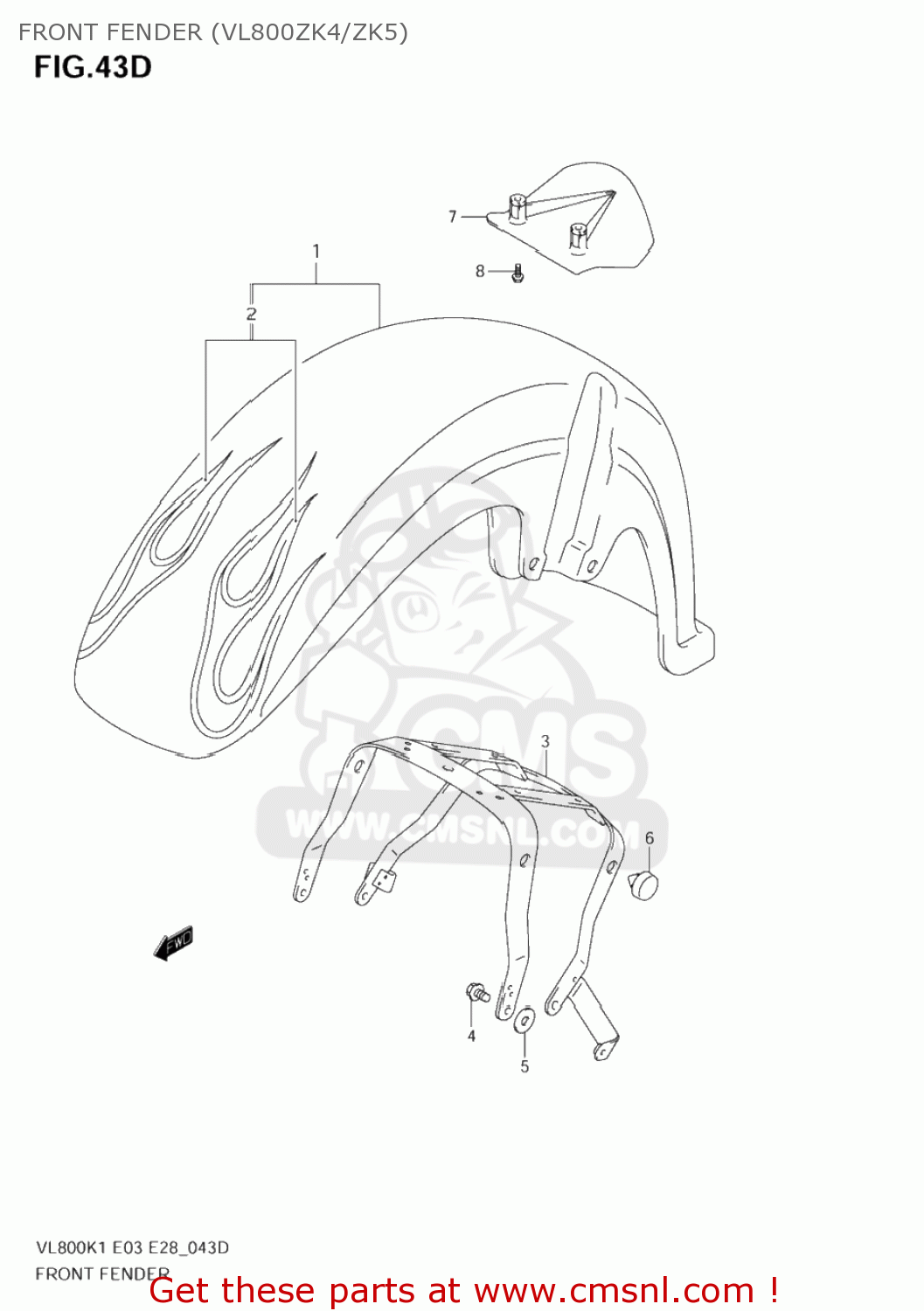 FRONT FENDER (VL800ZK4/ZK5) VL800 VOLUSIA 2001 (K1) USA (E03)