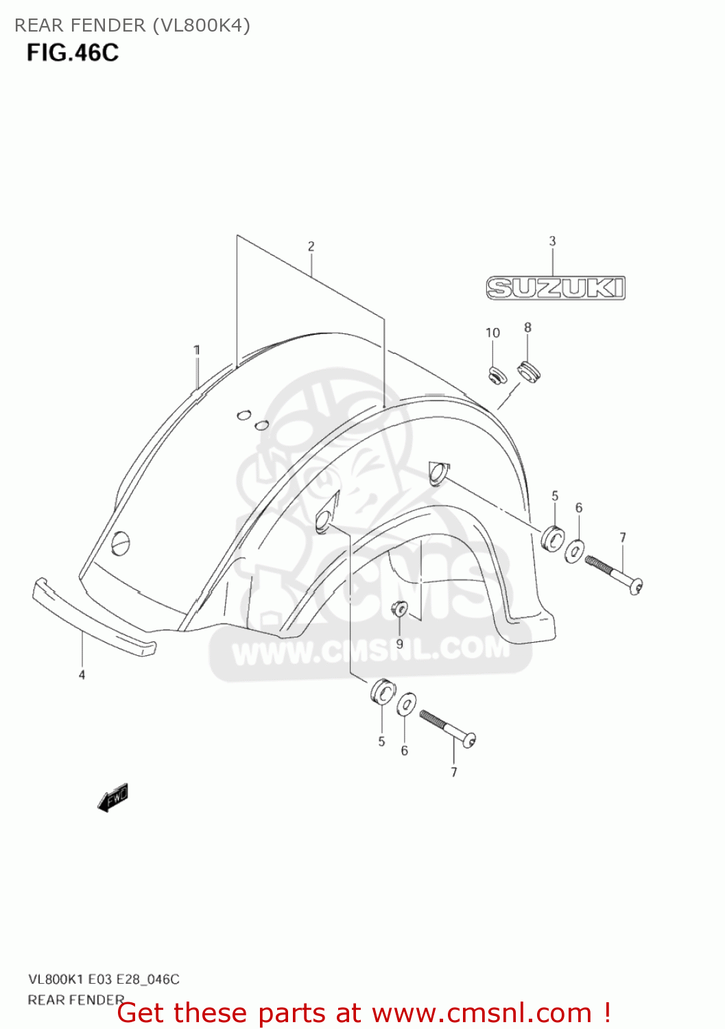 REAR FENDER (VL800K4) VL800 VOLUSIA 2001 (K1) USA (E03)