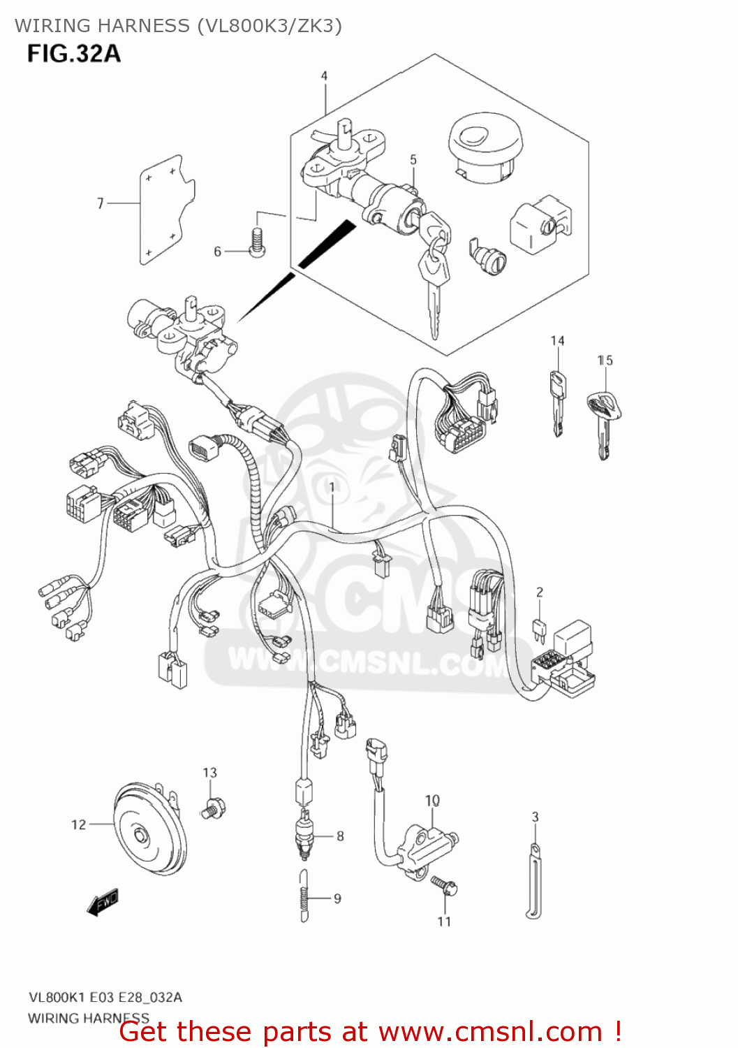 WIRING HARNESS (VL800K3/ZK3) VL800 VOLUSIA 2001 (K1) USA (E03)