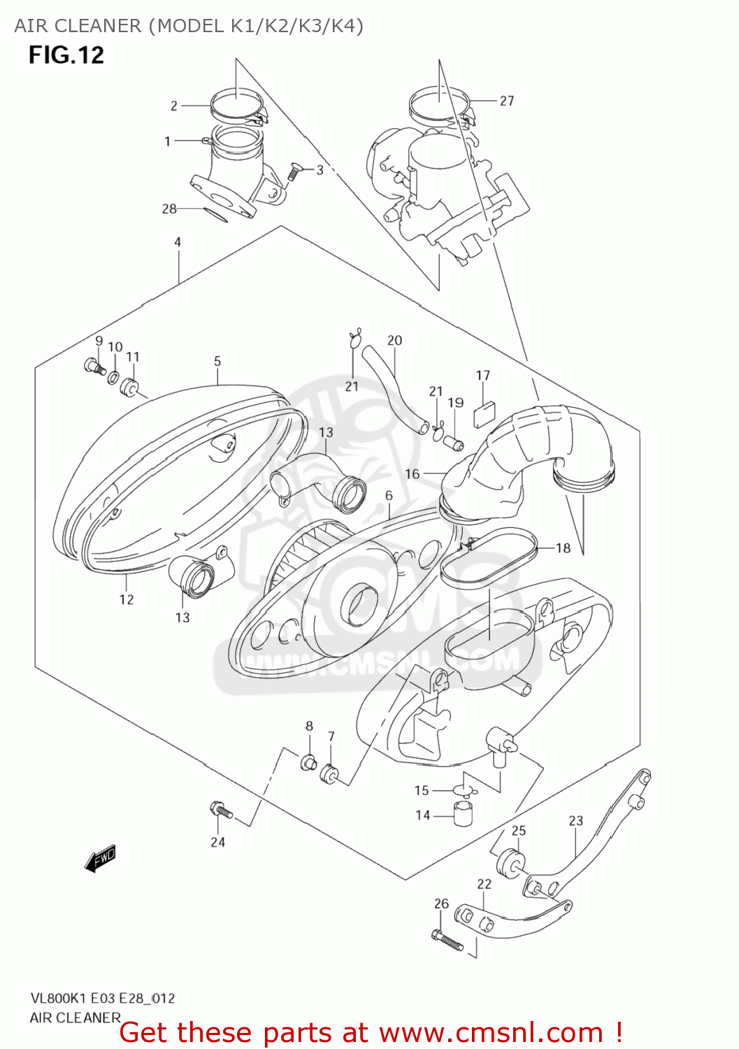 AIR CLEANER (MODEL K1/K2/K3/K4) VL800 VOLUSIA 2002 (K2) USA (E03)