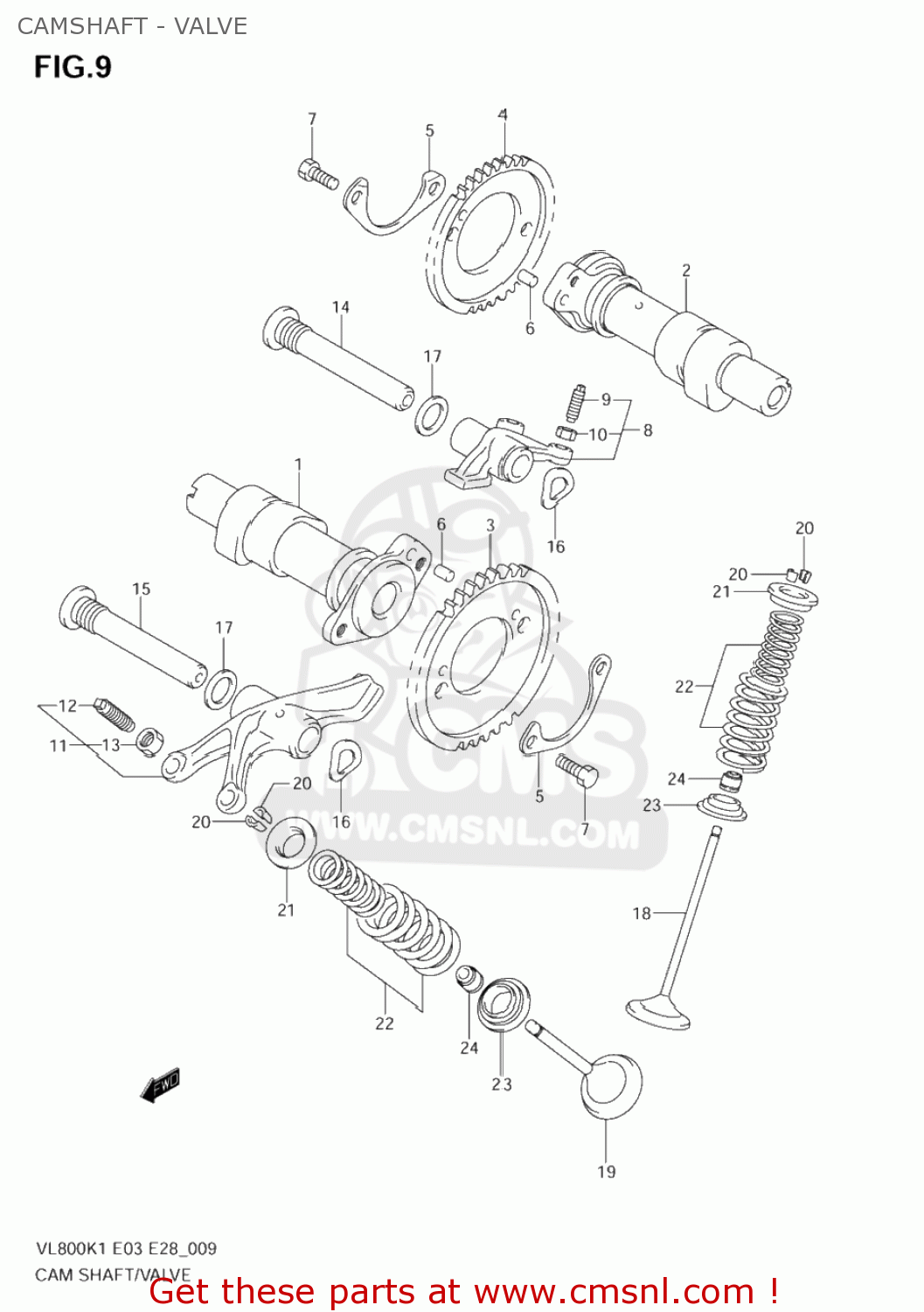 CAMSHAFT - VALVE VL800 VOLUSIA 2002 (K2) USA (E03)