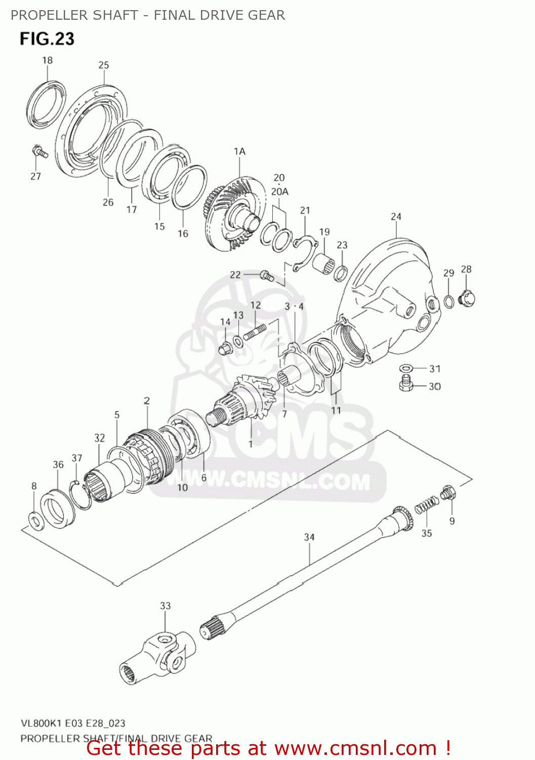 PROPELLER SHAFT - FINAL DRIVE GEAR VL800 VOLUSIA 2002 (K2) USA (E03)