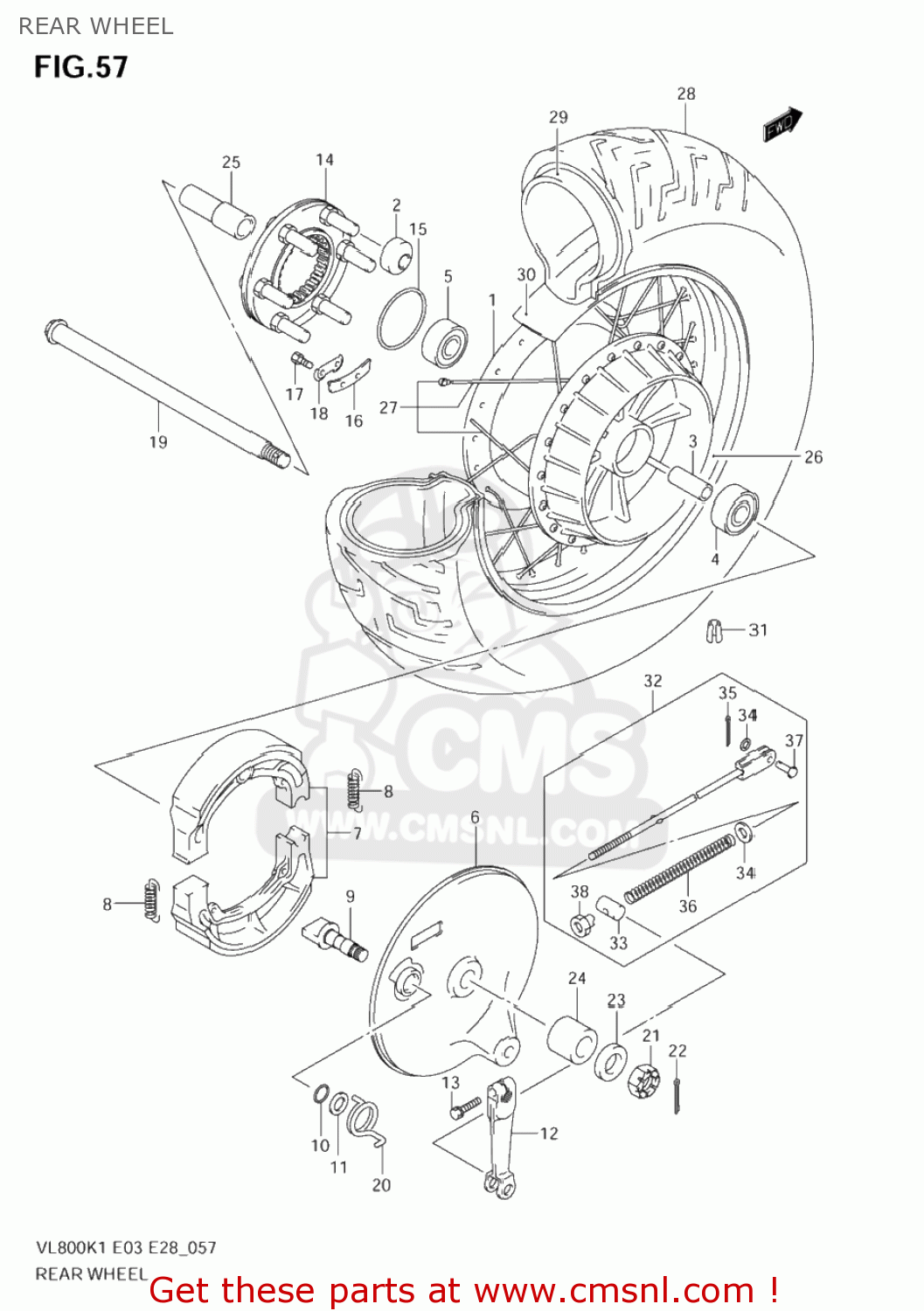 REAR WHEEL VL800 VOLUSIA 2002 (K2) USA (E03)