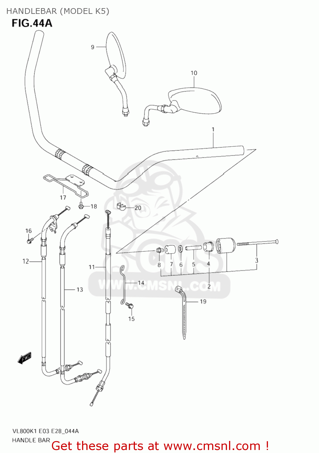 HANDLEBAR (MODEL K5) VL800 VOLUSIA 2003 (K3) USA (E03)