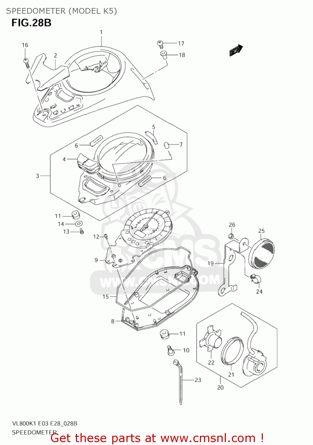 SPEEDOMETER (MODEL K5) VL800 VOLUSIA 2003 (K3) USA (E03)