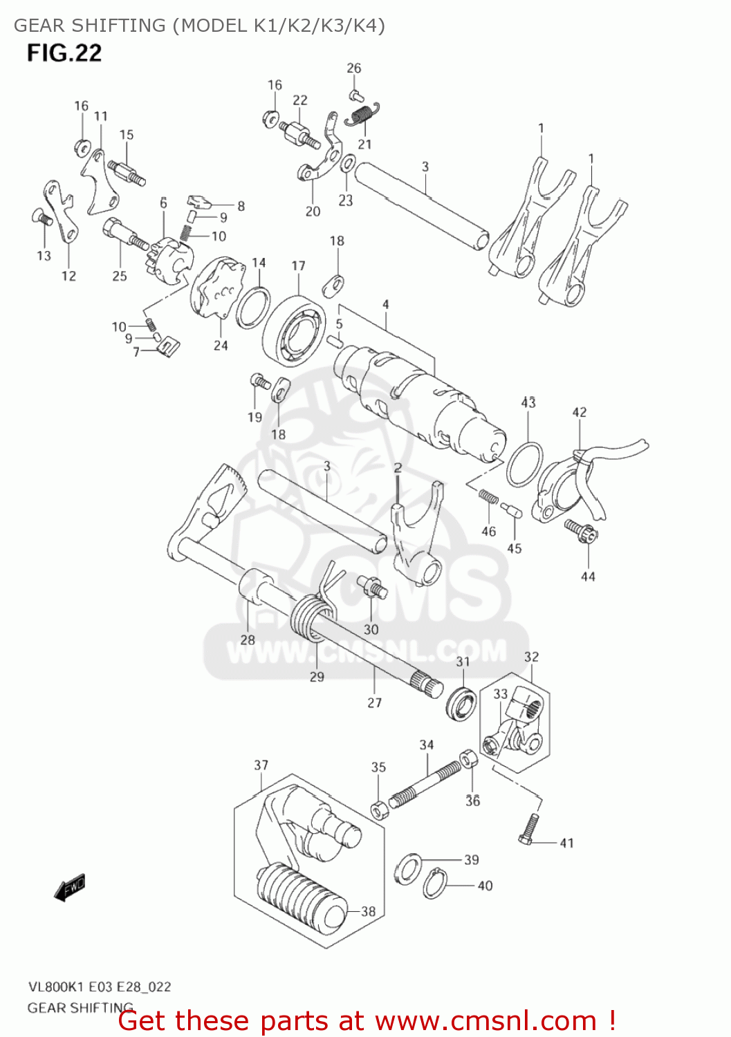 GEAR SHIFTING (MODEL K1/K2/K3/K4) VL800 VOLUSIA 2004 (K4) USA (E03)