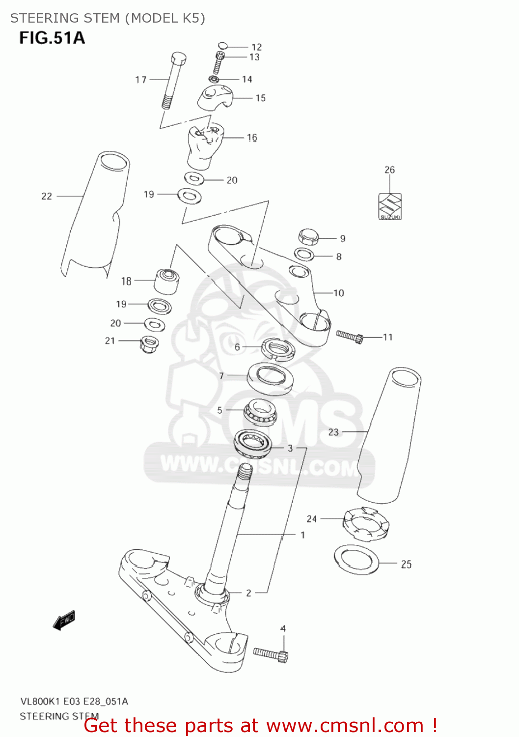 STEERING STEM (MODEL K5) VL800 VOLUSIA 2004 (K4) USA (E03)