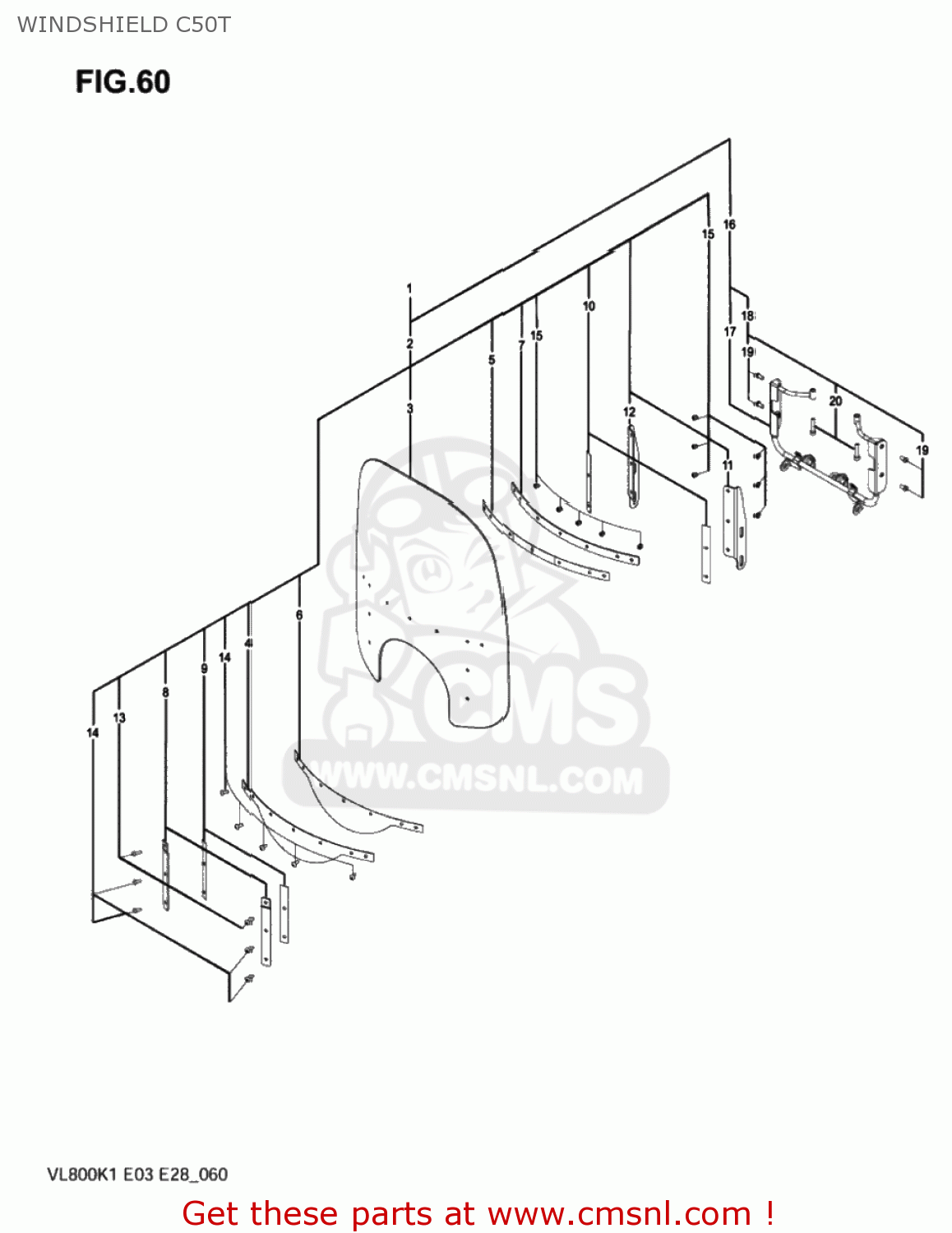 WINDSHIELD C50T VL800 VOLUSIA 2004 (K4) USA (E03)
