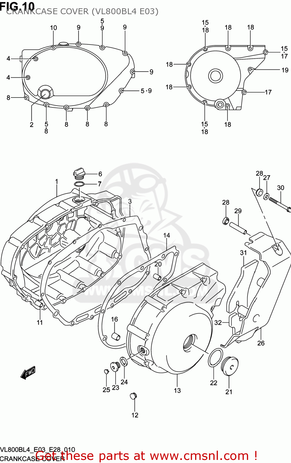 CRANKCASE COVER (VL800BL4 E03) VL800B VOLUSIA 2014 (L4) USA (E03)