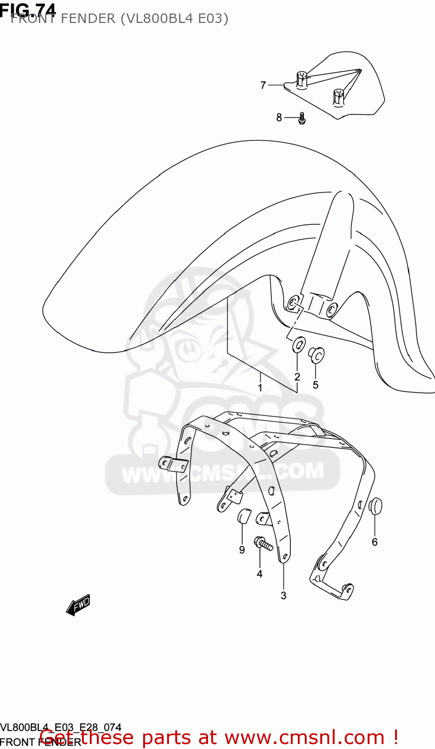 FRONT FENDER (VL800BL4 E03) VL800B VOLUSIA 2014 (L4) USA (E03)