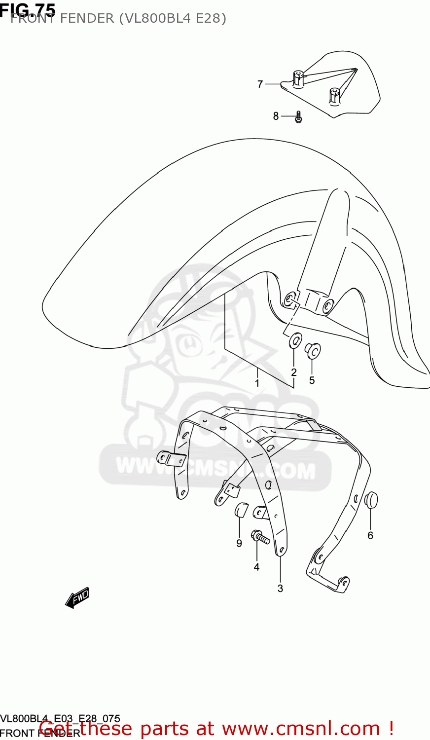 FRONT FENDER (VL800BL4 E28) VL800B VOLUSIA 2014 (L4) USA (E03)