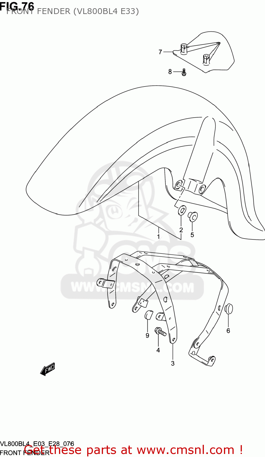 FRONT FENDER (VL800BL4 E33) VL800B VOLUSIA 2014 (L4) USA (E03)