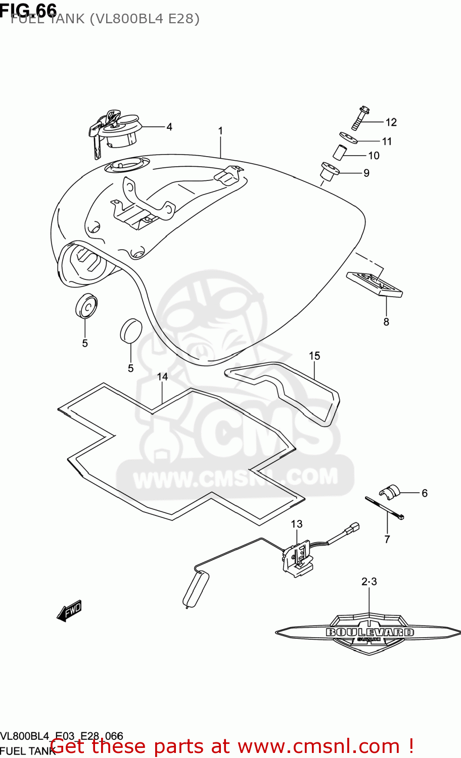 FUEL TANK (VL800BL4 E28) VL800B VOLUSIA 2014 (L4) USA (E03)