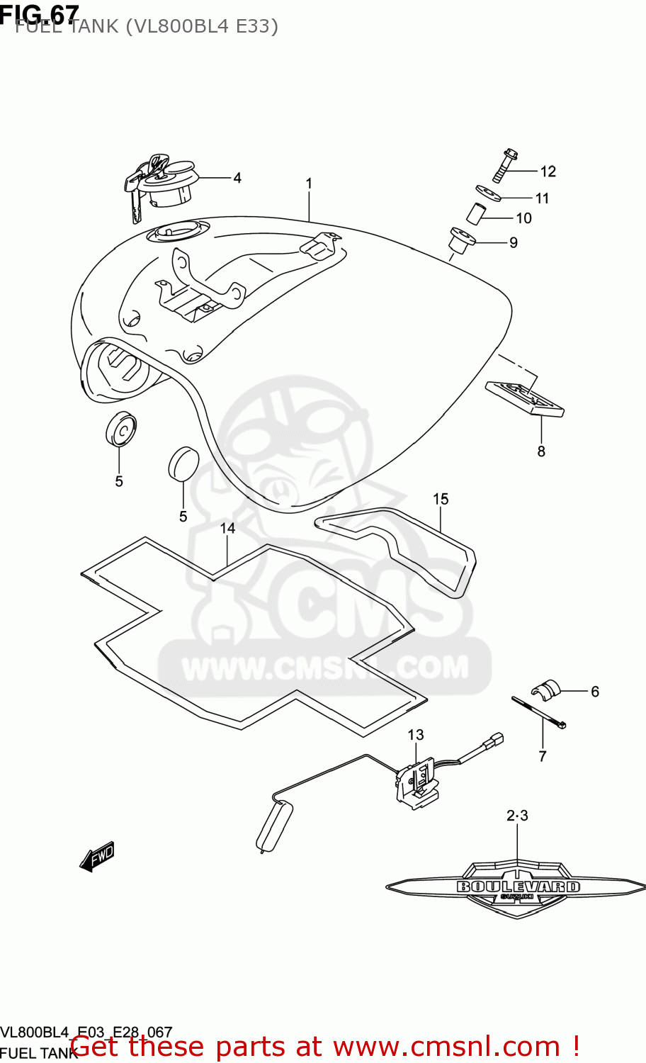 FUEL TANK (VL800BL4 E33) VL800B VOLUSIA 2014 (L4) USA (E03)
