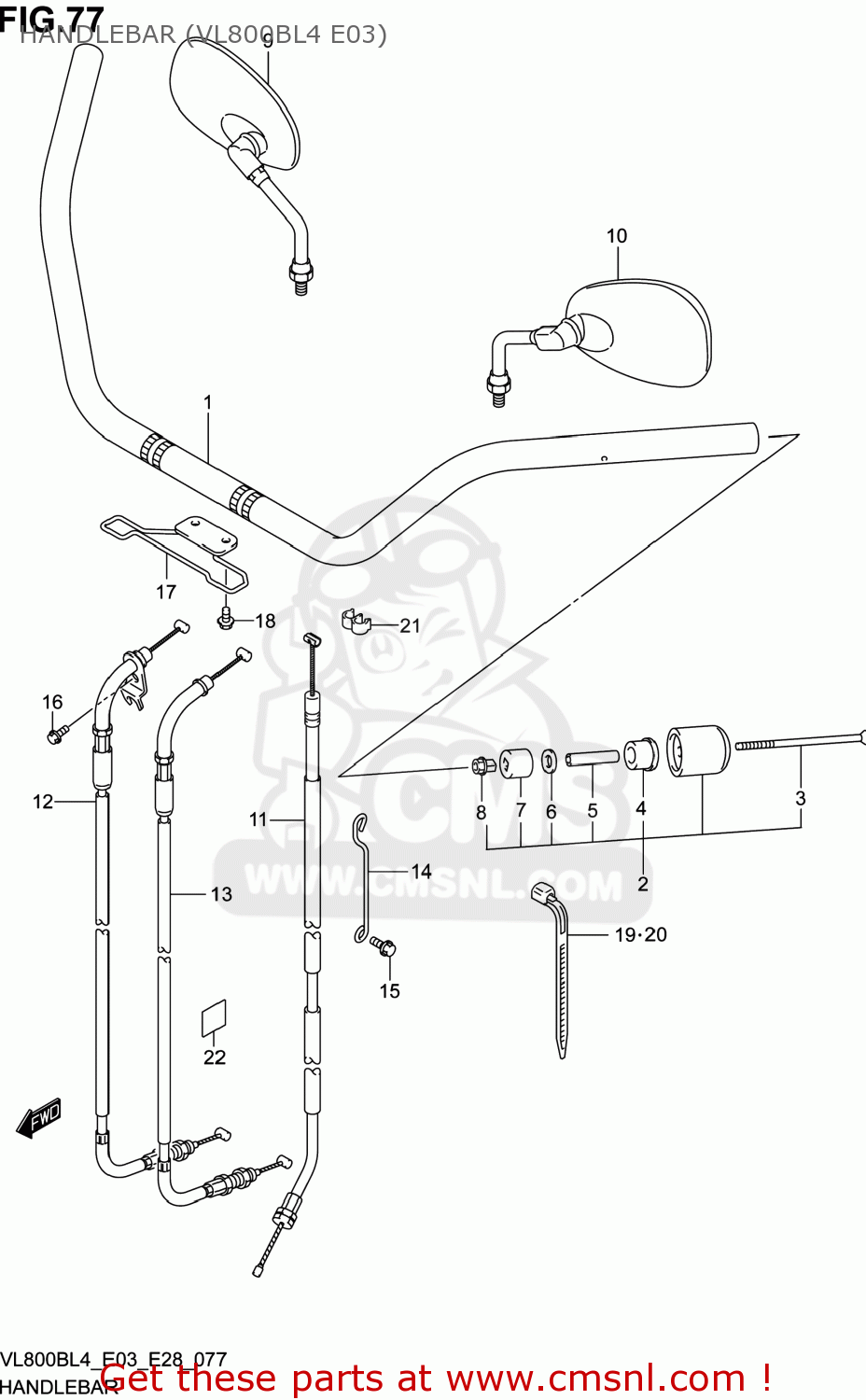 HANDLEBAR (VL800BL4 E03) VL800B VOLUSIA 2014 (L4) USA (E03)