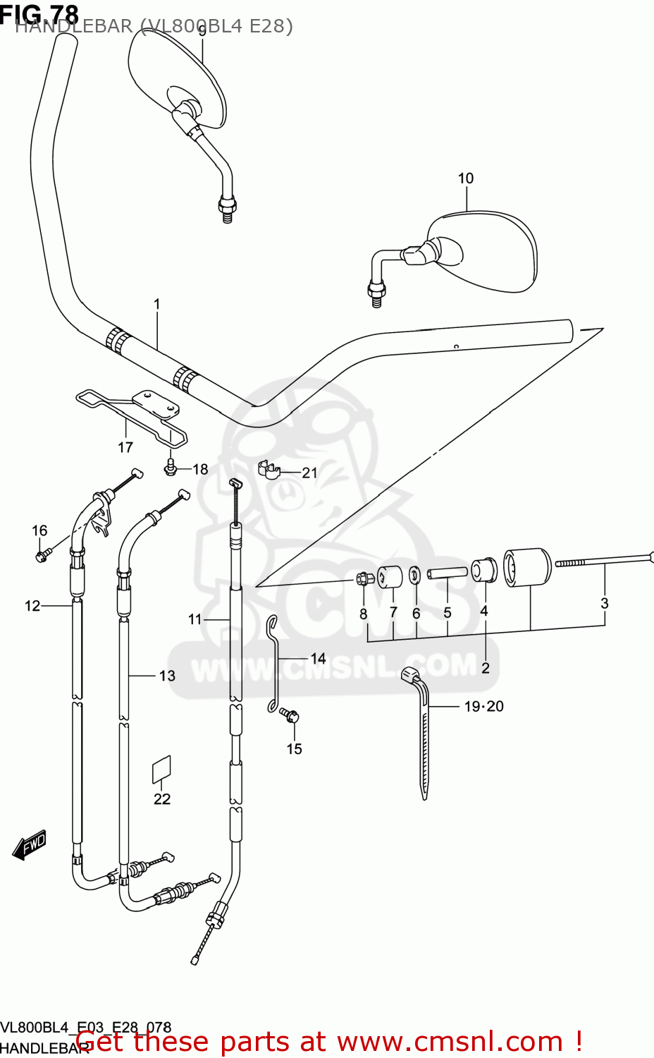 HANDLEBAR (VL800BL4 E28) VL800B VOLUSIA 2014 (L4) USA (E03)