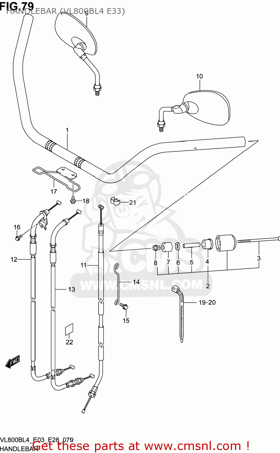 HANDLEBAR (VL800BL4 E33) VL800B VOLUSIA 2014 (L4) USA (E03)