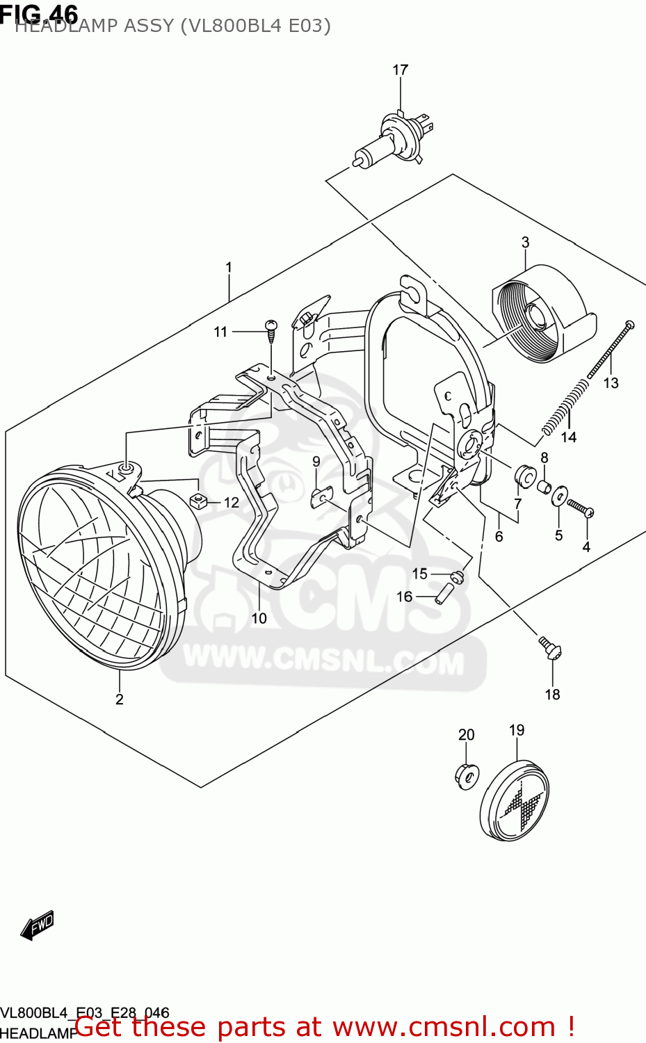 HEADLAMP ASSY (VL800BL4 E03) VL800B VOLUSIA 2014 (L4) USA (E03)