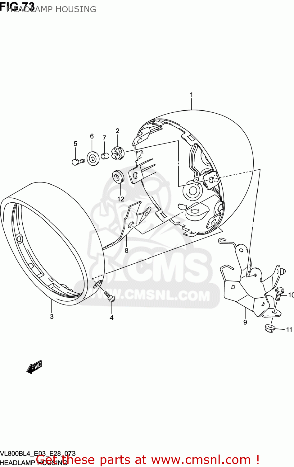 HEADLAMP HOUSING VL800B VOLUSIA 2014 (L4) USA (E03)