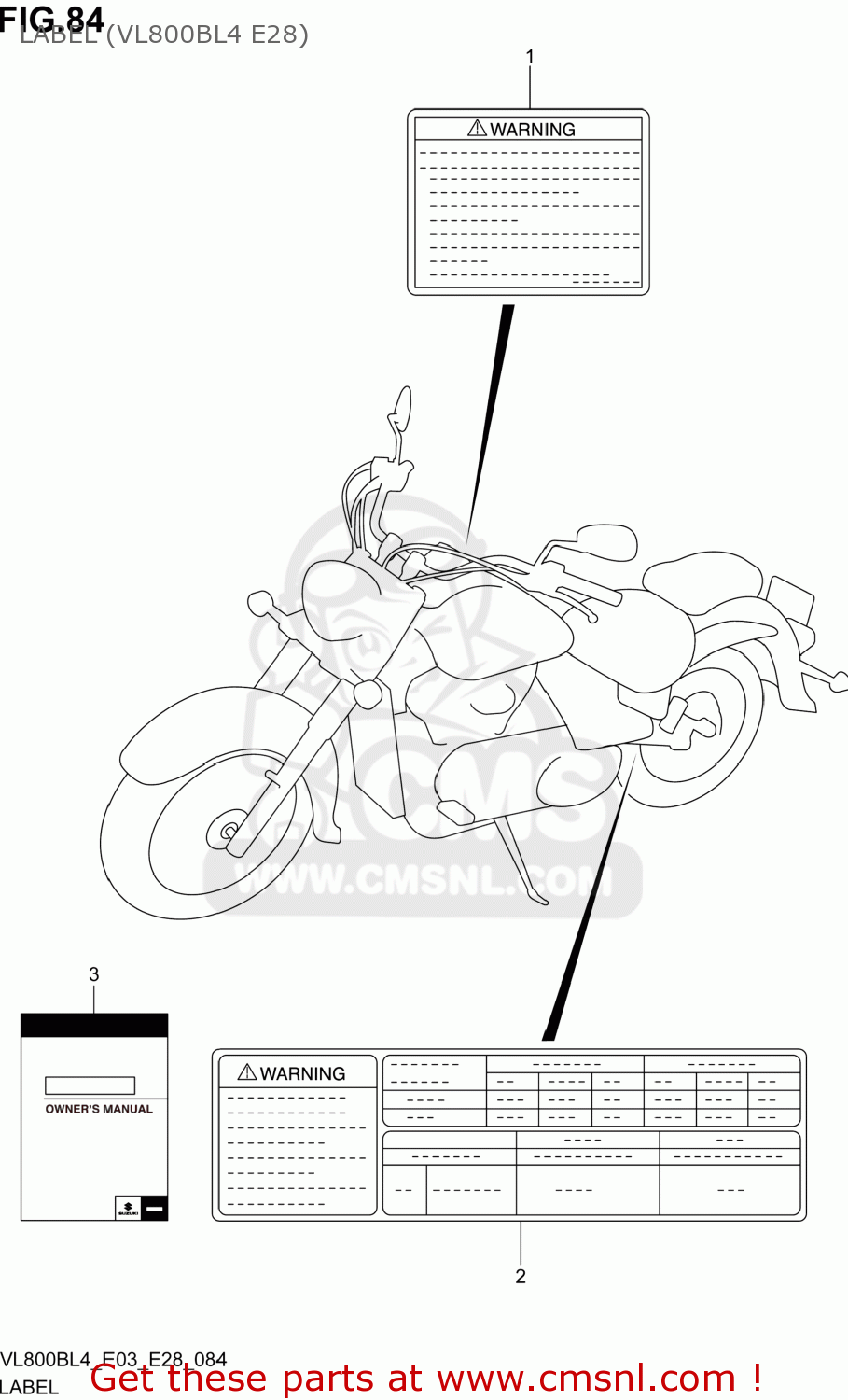 LABEL (VL800BL4 E28) VL800B VOLUSIA 2014 (L4) USA (E03)