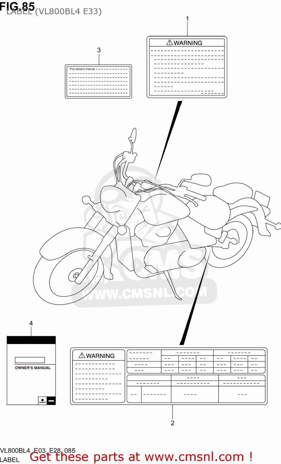 LABEL (VL800BL4 E33) VL800B VOLUSIA 2014 (L4) USA (E03)
