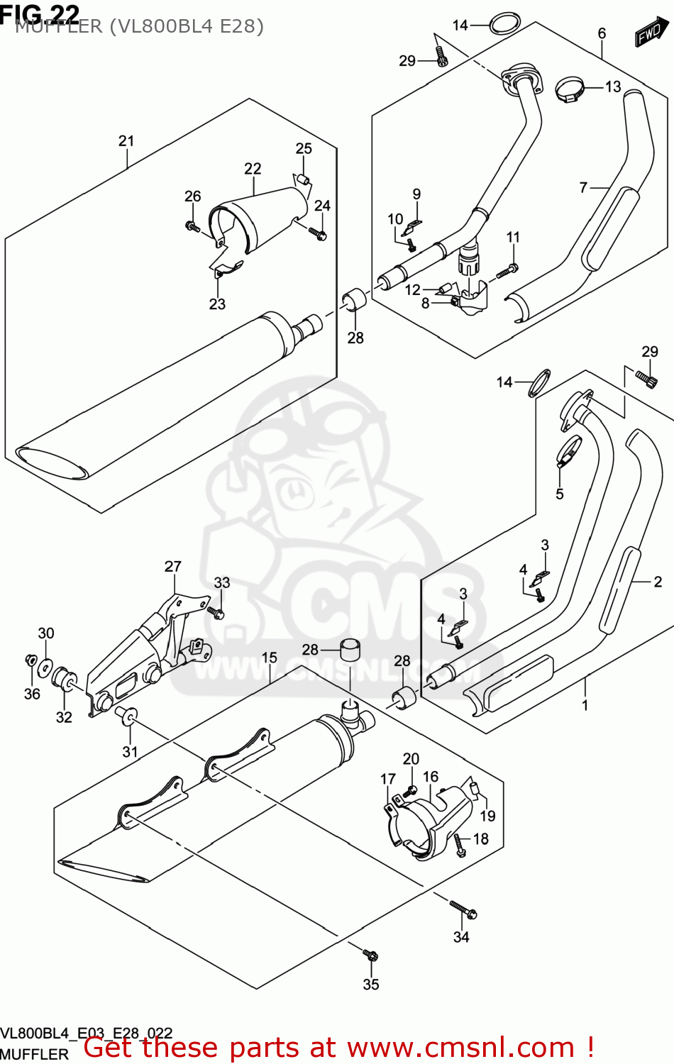 MUFFLER (VL800BL4 E28) VL800B VOLUSIA 2014 (L4) USA (E03)