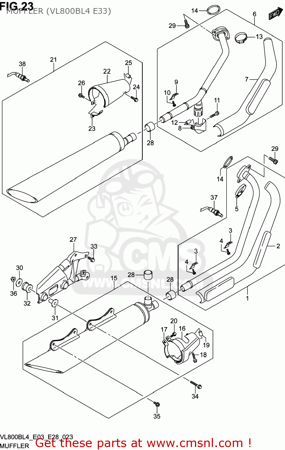 MUFFLER (VL800BL4 E33) VL800B VOLUSIA 2014 (L4) USA (E03)