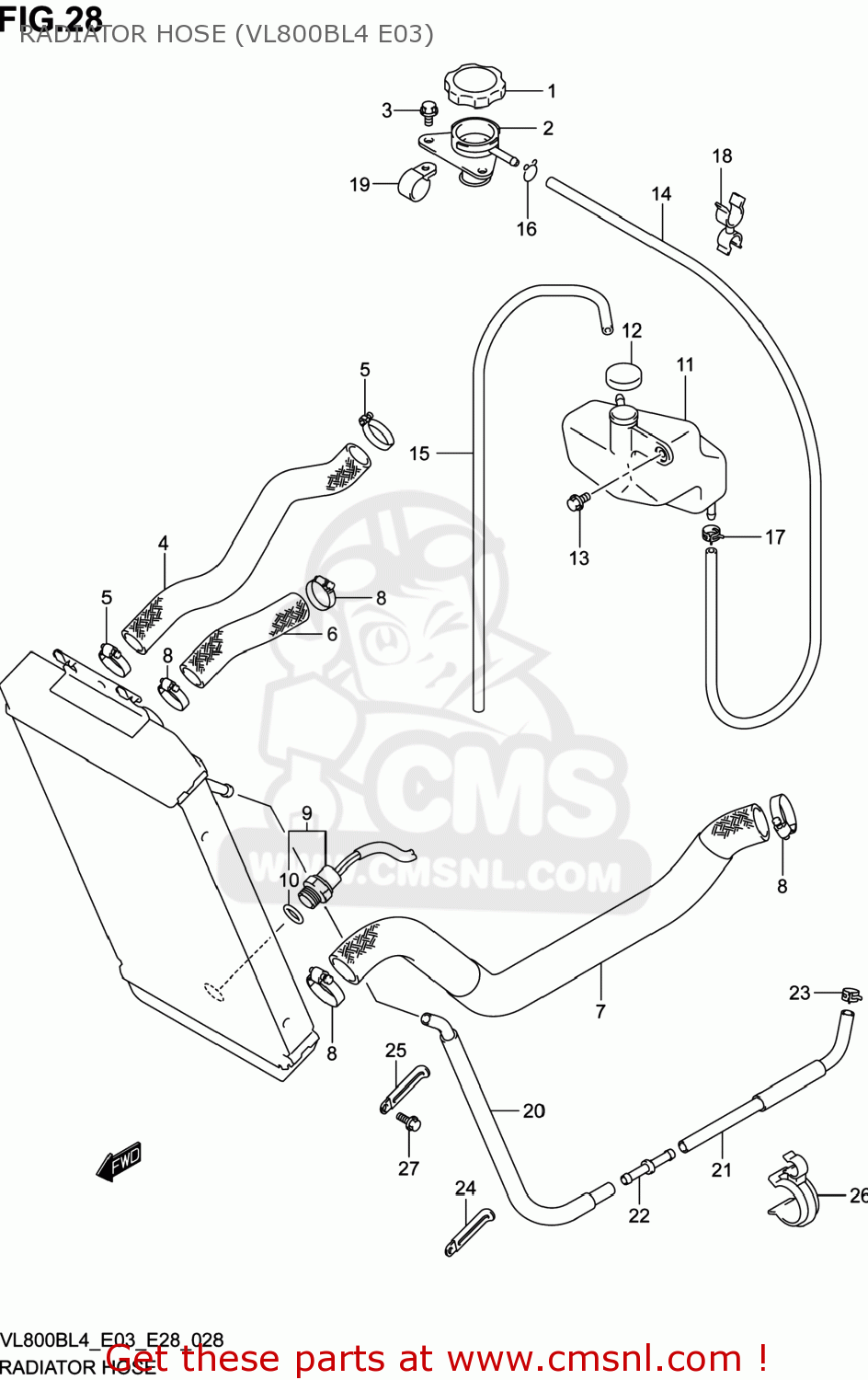 RADIATOR HOSE (VL800BL4 E03) VL800B VOLUSIA 2014 (L4) USA (E03)