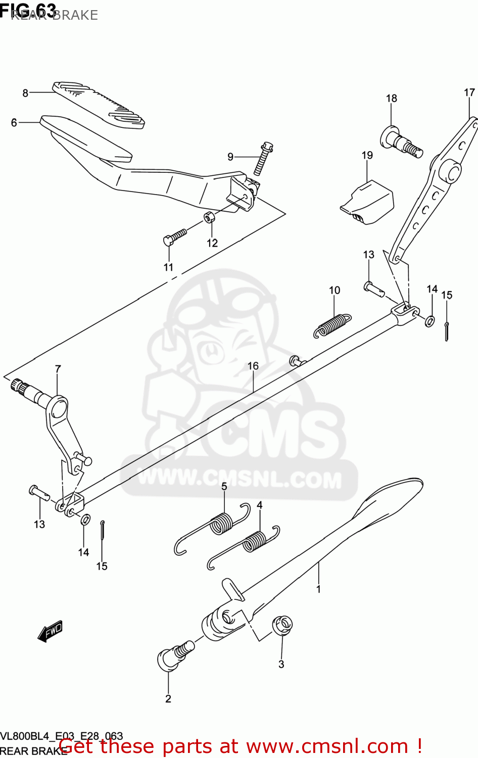 REAR BRAKE VL800B VOLUSIA 2014 (L4) USA (E03)