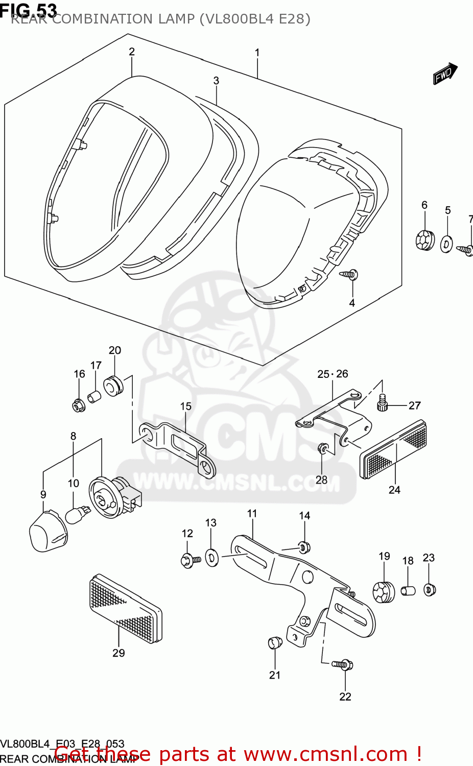 REAR COMBINATION LAMP (VL800BL4 E28) VL800B VOLUSIA 2014 (L4) USA (E03)