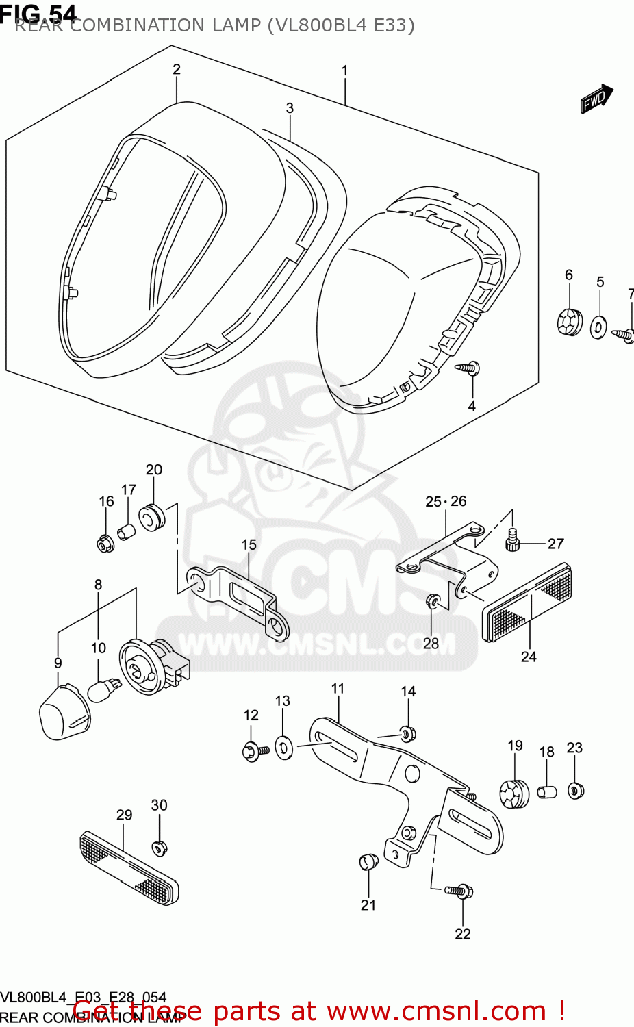 REAR COMBINATION LAMP (VL800BL4 E33) VL800B VOLUSIA 2014 (L4) USA (E03)
