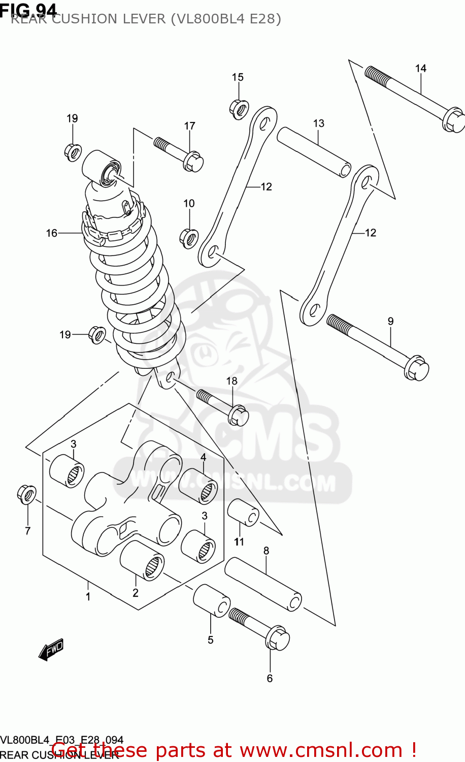 REAR CUSHION LEVER (VL800BL4 E28) VL800B VOLUSIA 2014 (L4) USA (E03)