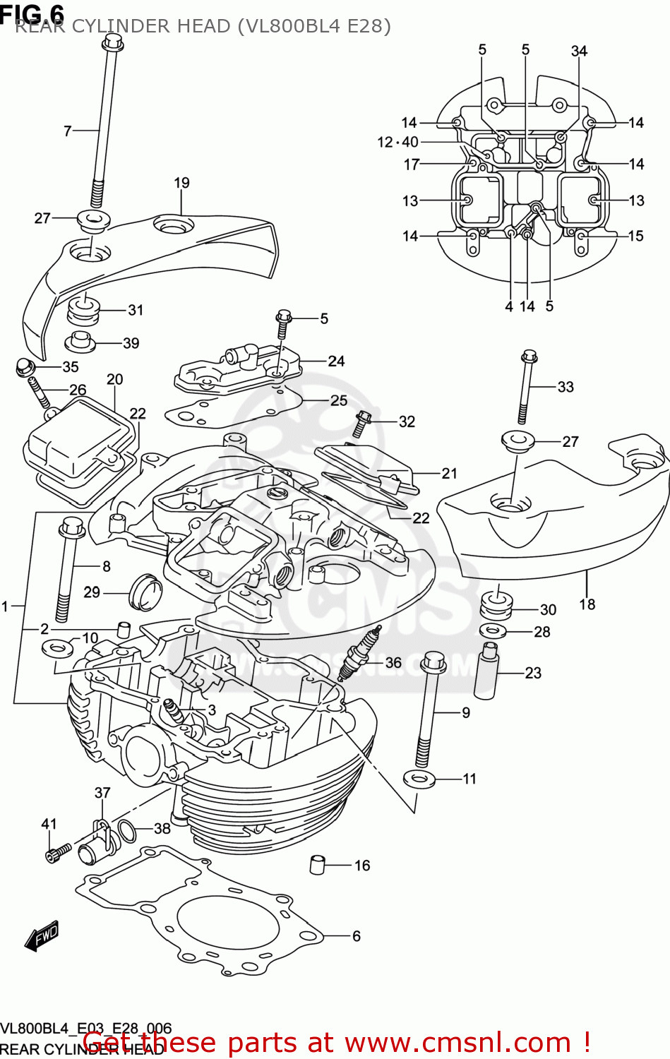 REAR CYLINDER HEAD (VL800BL4 E28) VL800B VOLUSIA 2014 (L4) USA (E03)