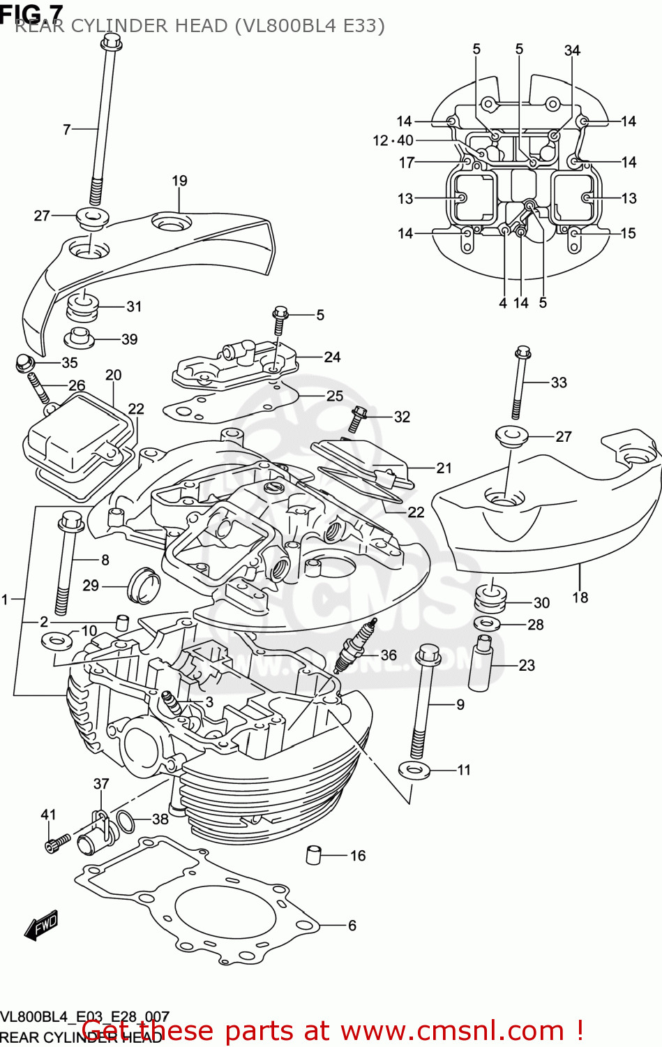 REAR CYLINDER HEAD (VL800BL4 E33) VL800B VOLUSIA 2014 (L4) USA (E03)