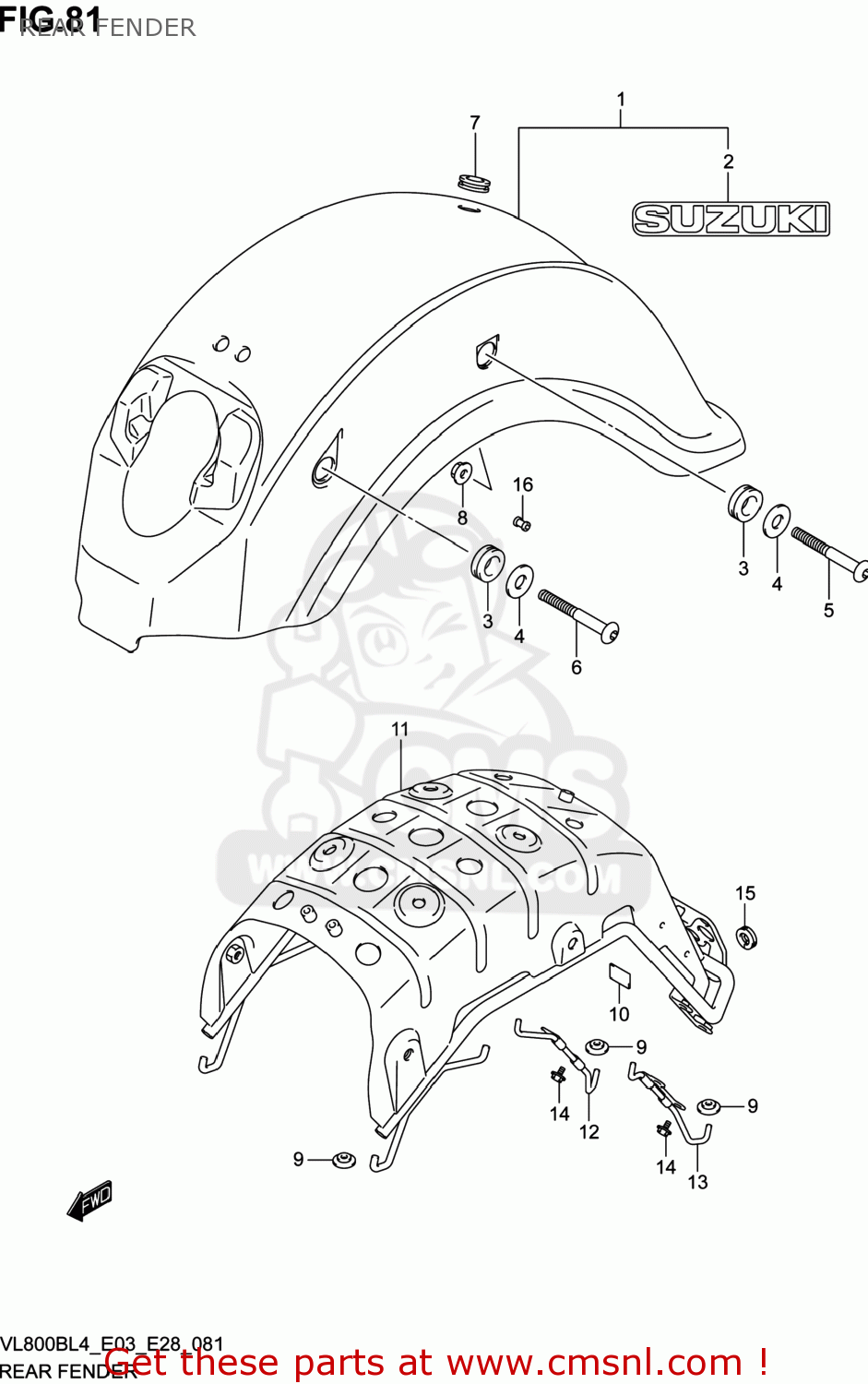 REAR FENDER VL800B VOLUSIA 2014 (L4) USA (E03)