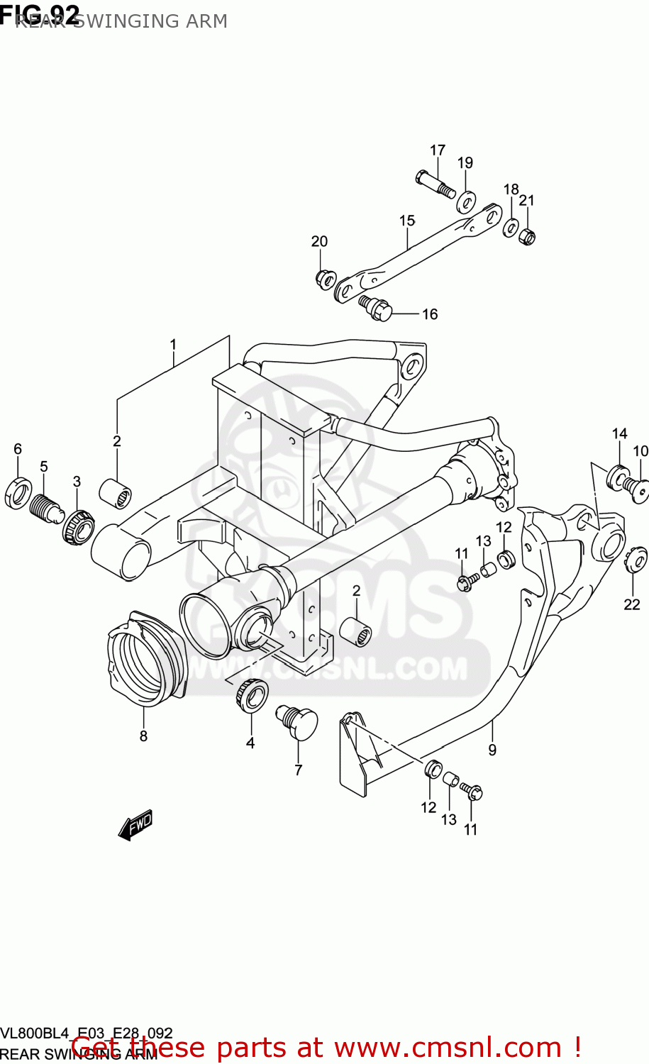 REAR SWINGING ARM VL800B VOLUSIA 2014 (L4) USA (E03)