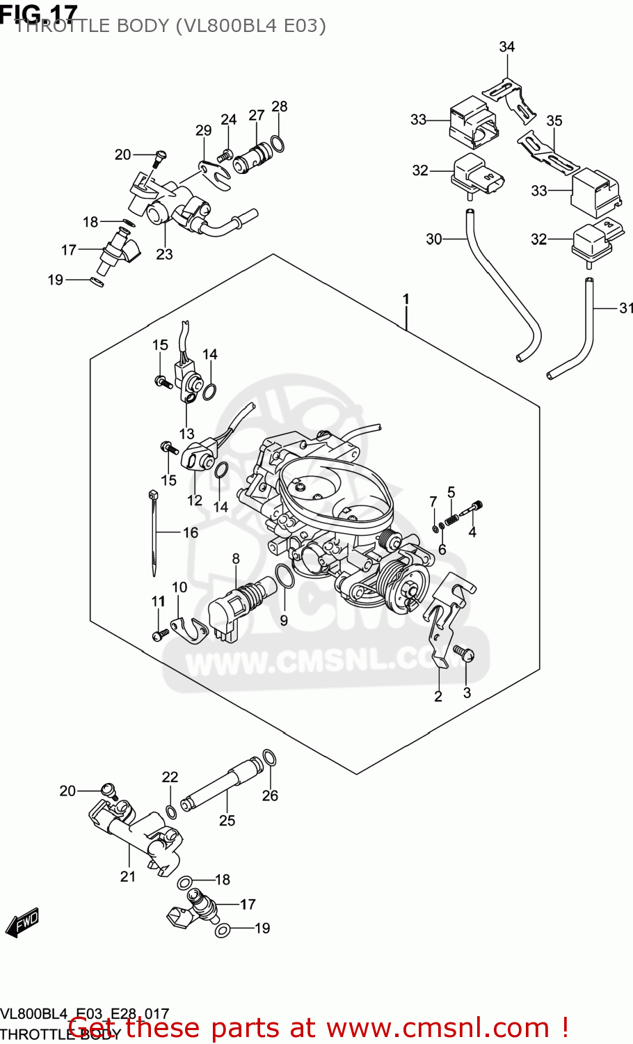 THROTTLE BODY (VL800BL4 E03) VL800B VOLUSIA 2014 (L4) USA (E03)