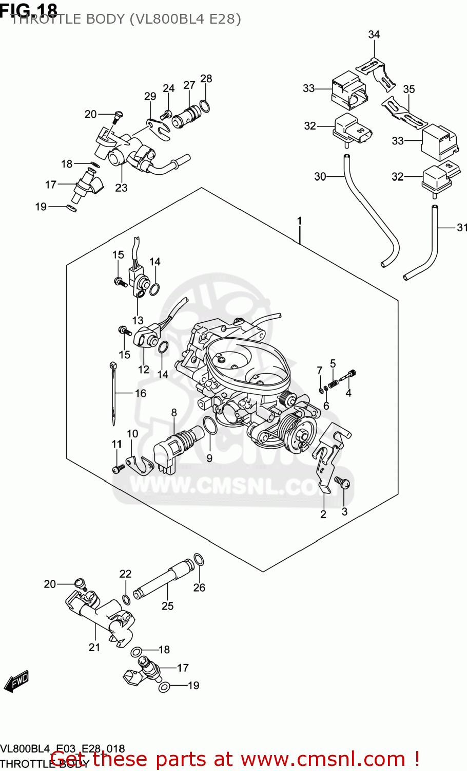 THROTTLE BODY (VL800BL4 E28) VL800B VOLUSIA 2014 (L4) USA (E03)