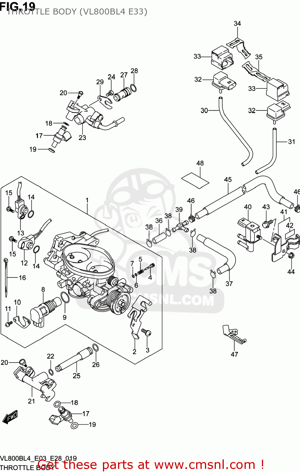 THROTTLE BODY (VL800BL4 E33) VL800B VOLUSIA 2014 (L4) USA (E03)