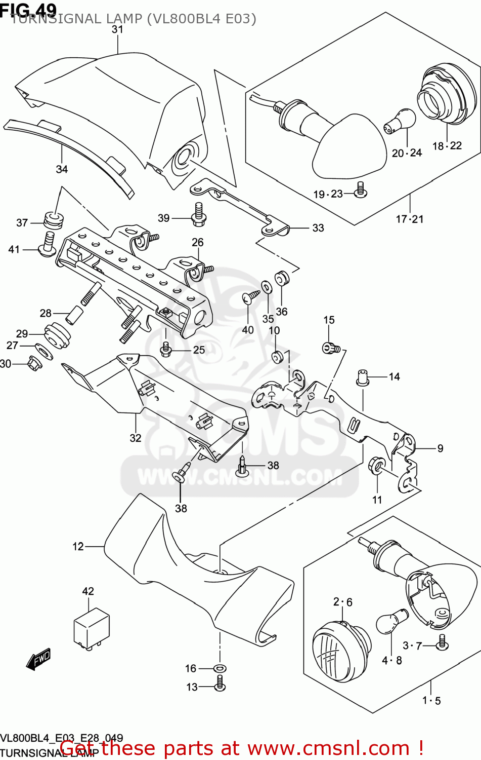 TURNSIGNAL LAMP (VL800BL4 E03) VL800B VOLUSIA 2014 (L4) USA (E03)