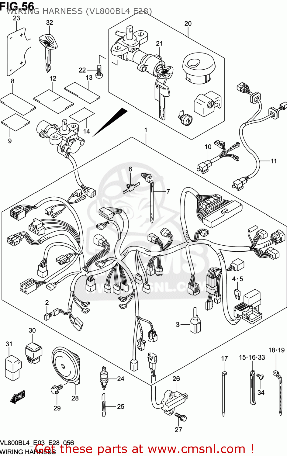 WIRING HARNESS (VL800BL4 E28) VL800B VOLUSIA 2014 (L4) USA (E03)