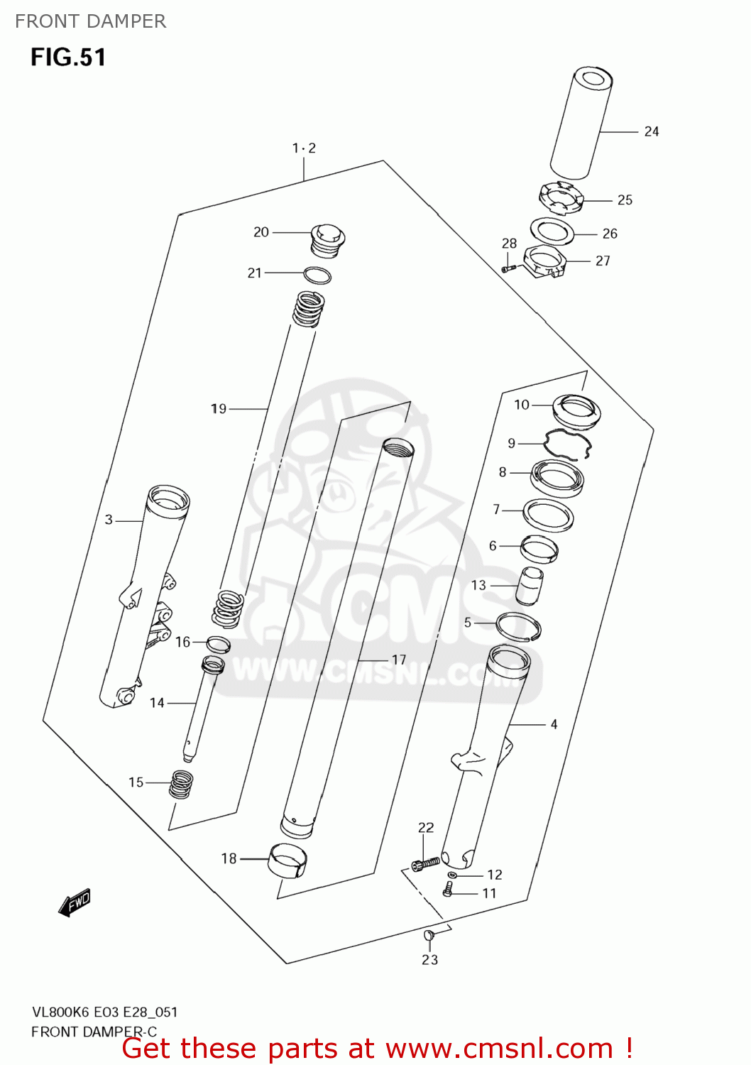 FRONT DAMPER VL800C BOULEVARD C50 2006 (K6) USA CALIFORNIA (E03 E33)