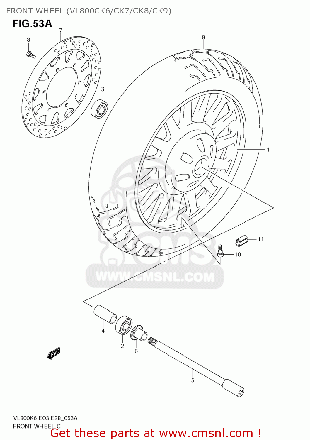 FRONT WHEEL (VL800CK6/CK7/CK8/CK9) VL800C BOULEVARD C50 2006 (K6) USA CALIFORNIA (E03 E33)