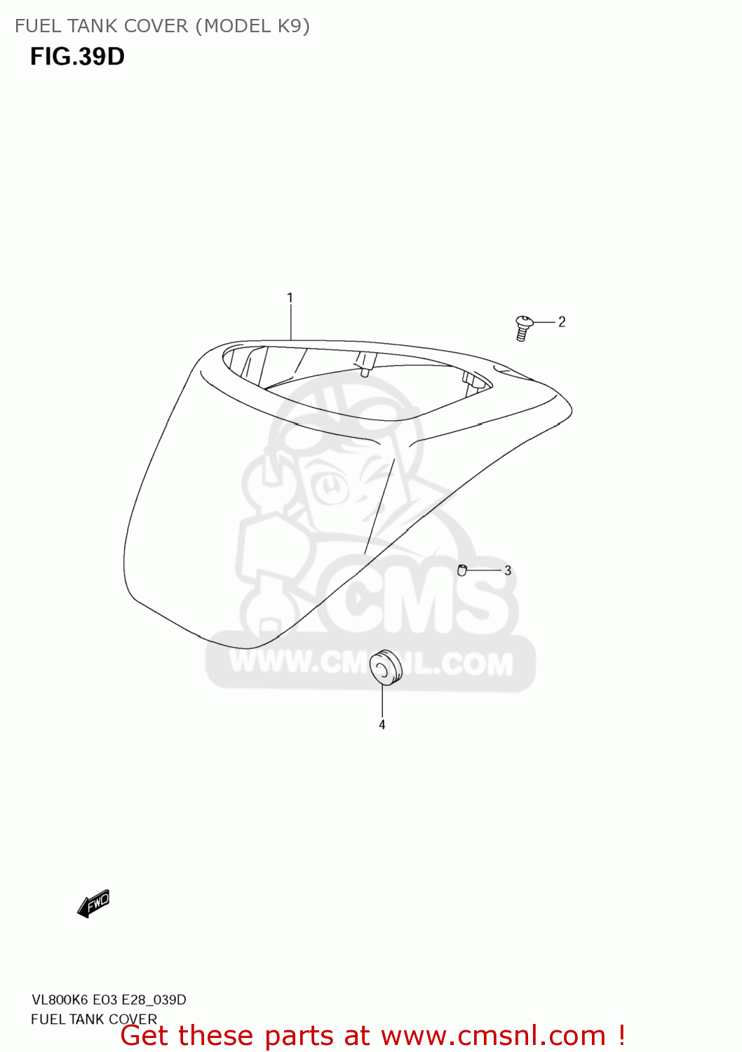 FUEL TANK COVER (MODEL K9) VL800C BOULEVARD C50 2006 (K6) USA CALIFORNIA (E03 E33)