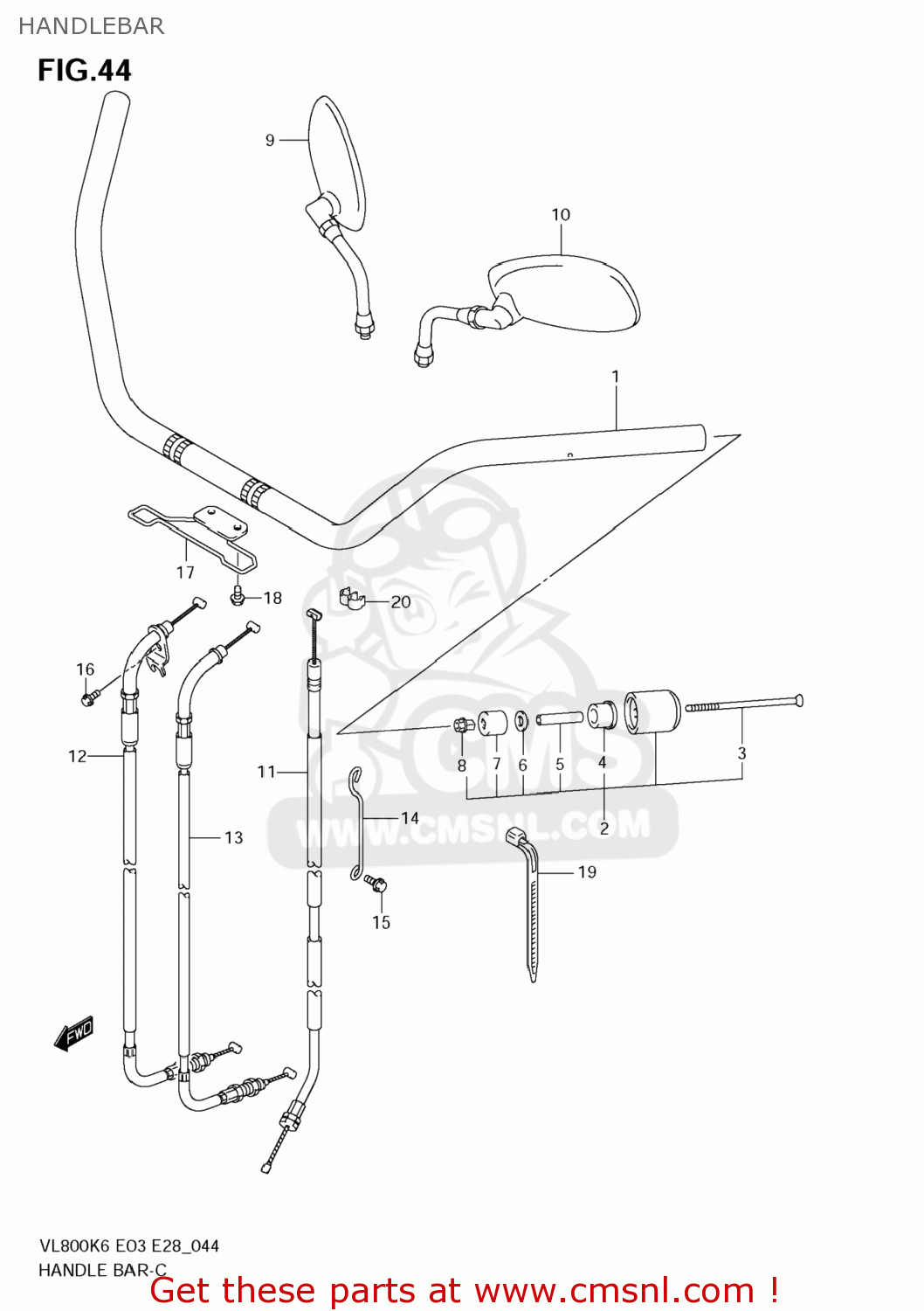 HANDLEBAR VL800C BOULEVARD C50 2006 (K6) USA CALIFORNIA (E03 E33)