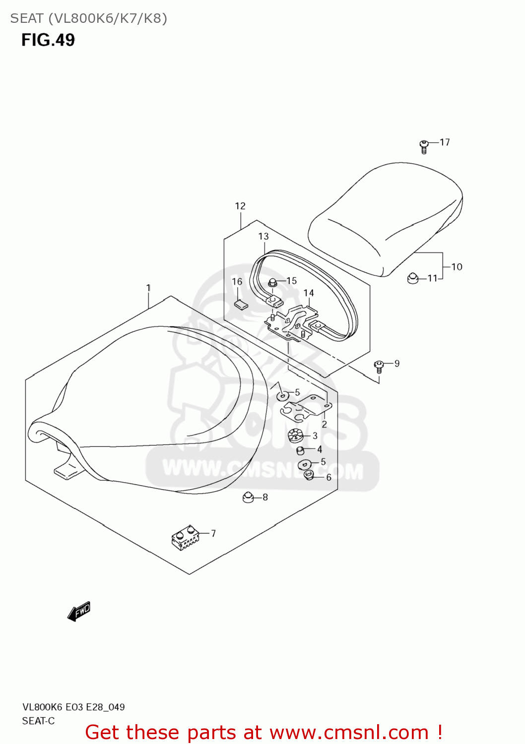 SEAT (VL800K6/K7/K8) VL800C BOULEVARD C50 2006 (K6) USA CALIFORNIA (E03 E33)