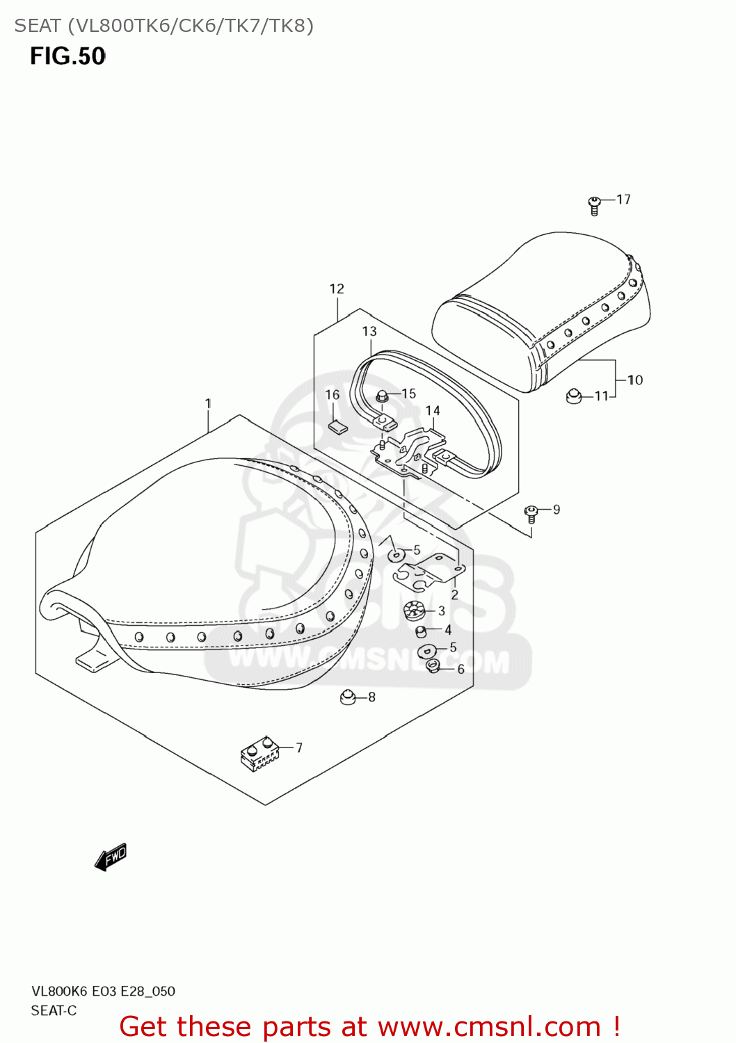 SEAT (VL800TK6/CK6/TK7/TK8) VL800C BOULEVARD C50 2006 (K6) USA CALIFORNIA (E03 E33)