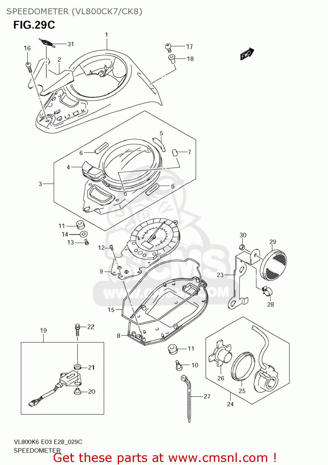 SPEEDOMETER (VL800CK7/CK8) VL800C BOULEVARD C50 2006 (K6) USA CALIFORNIA (E03 E33)