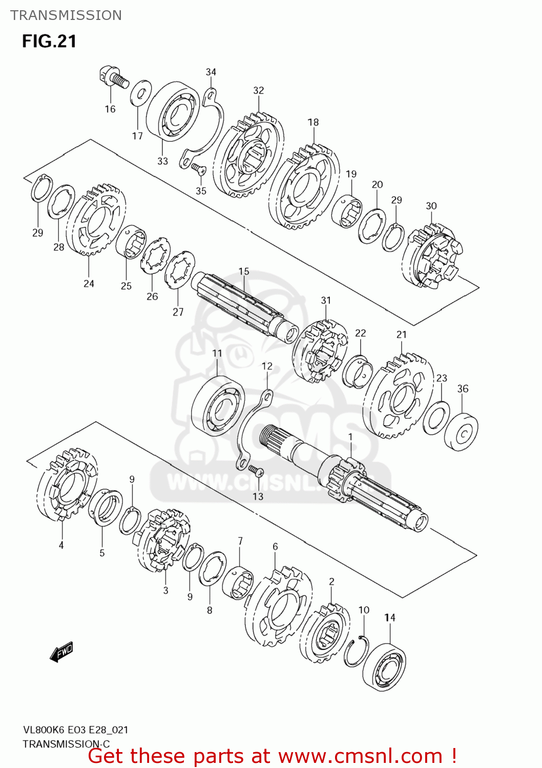 TRANSMISSION VL800C BOULEVARD C50 2006 (K6) USA CALIFORNIA (E03 E33)